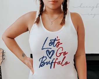 Let's Go Buffalo Ombre FAUX Glitter Tank Top | Buffalo Football, Women's Buffalo Bills Tank Top, Women's Bills Tank Top, Buffalo Tank Top