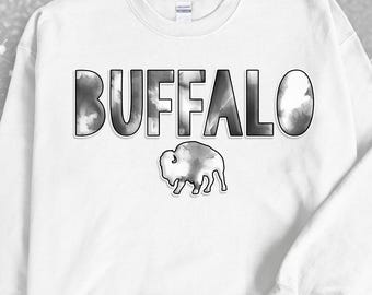 Buffalo Black & White Crewneck Sweatshirt | Buffalo Football, Buffalo Bills Shirt, Buffalo, 716, Cute Buffalo Shirt, Buffalo Apparel