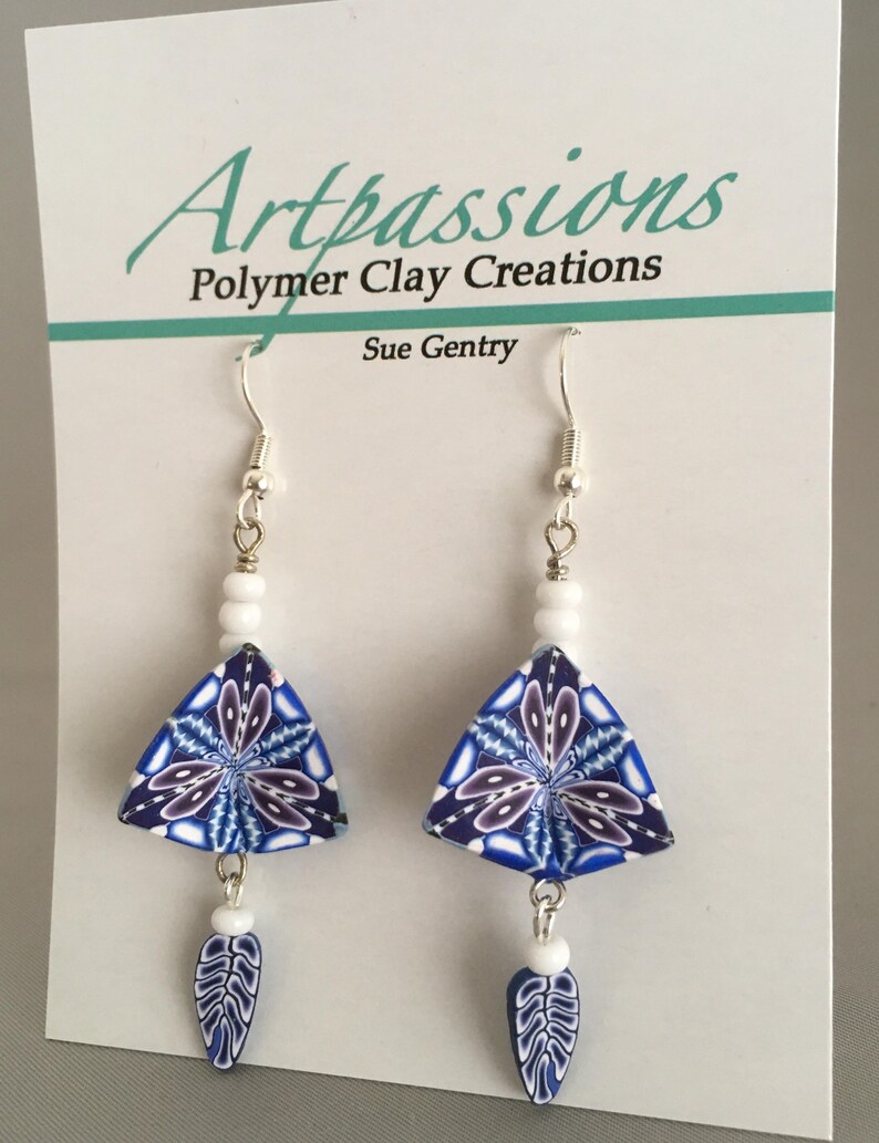 Funky Large OneofaKind Dangle Polymer Clay Earrings Etsy
