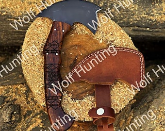 Tomahawk Tactical Axe Hand Forged Battle Tomahawk Engraved with Leather Sheath Case