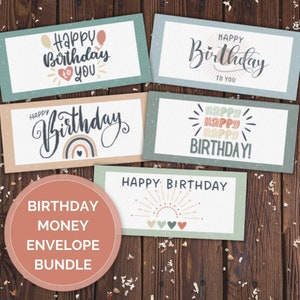 Geburtstagsgeld Umschlag Bundle, druckbare Geldhalter, Geburtstag Bargeld Umschlag, Bday Geld Brieftasche, Geburtstag Geld Umschläge, Geldgeschenkideen