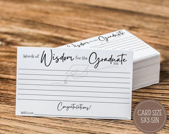 Graduate Wishes and Advice Cards For Graduation Party, Class of 2025 Party Decoration Activity, Printable Words of Wisdom Cards for Graduate