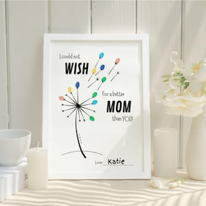 Mother&#39;s Day Fingerprint Craft Printable, Moms Birthday Kids Activity, Handprint Keepsake, DIY Gift for mom, Preschool Art, Gift From Kids