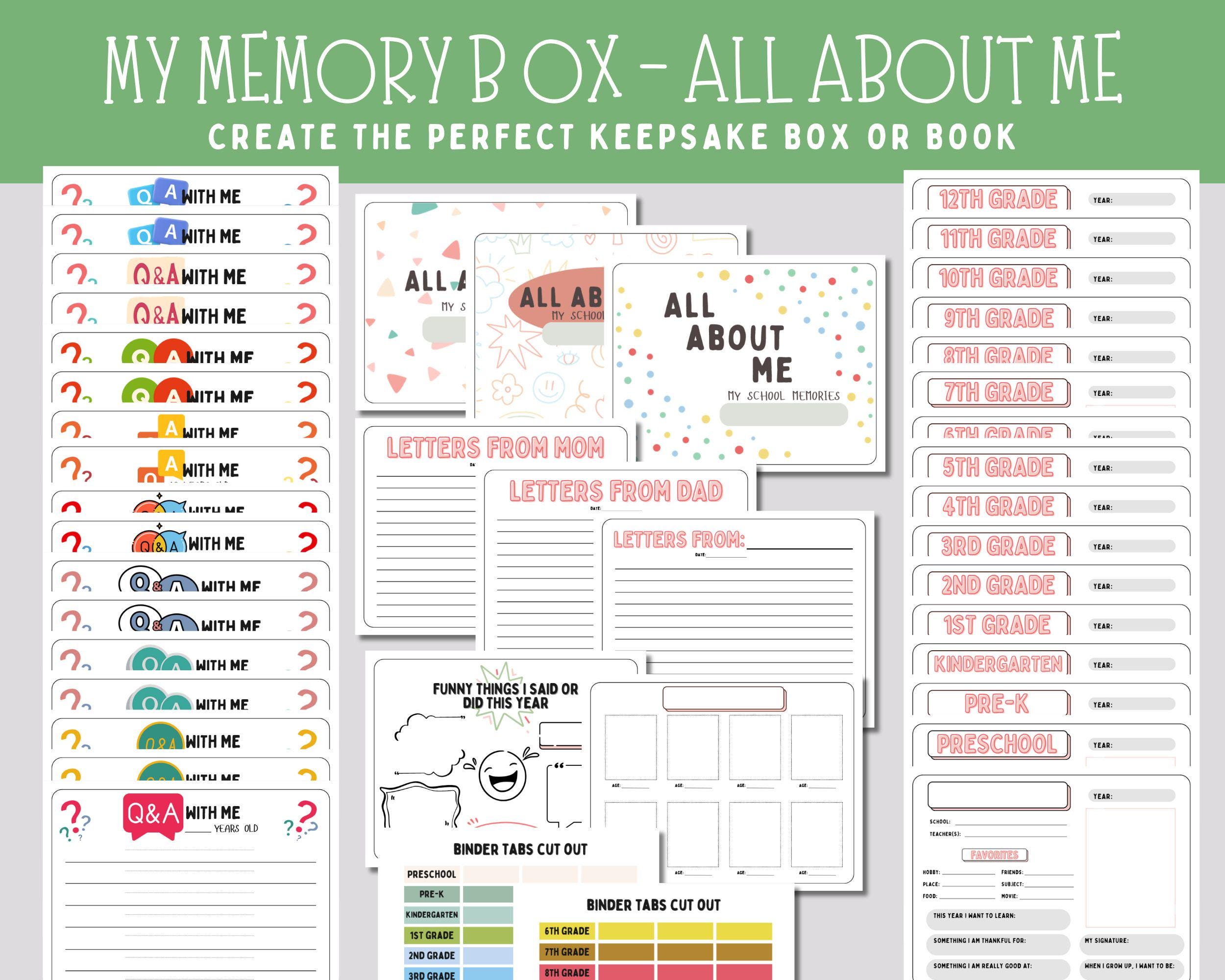 School Memory Box File, Printable Kids Interview Questions, First Last ...