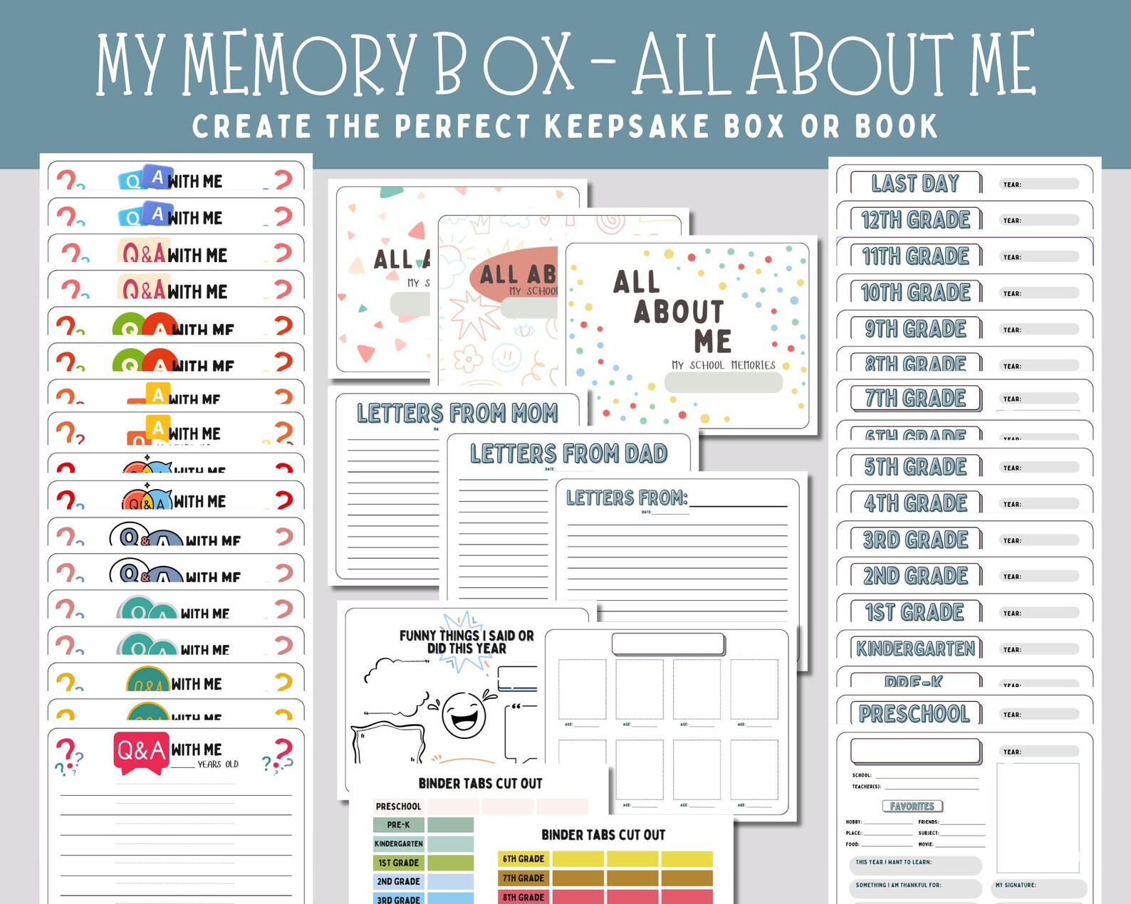 School Memory Box File, Printable Kids Interview Questions, First Last ...