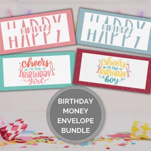 Paquete de sobres para dinero de cumpleaños, porta dinero imprimible, sobre de efectivo para cumpleaños, billetera para dinero de cumpleaños, sobres de dinero para saludos, ideas para obsequios en efectivo