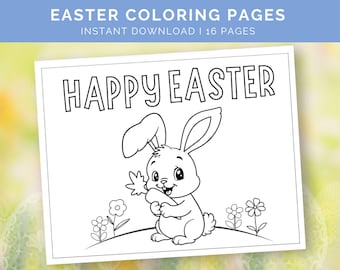 Easter Coloring Pages, Printable Easter Activity for Kids Toddlers Preschool, Easter Bunny Coloring Book, Kids Easter Basket, Kids Table