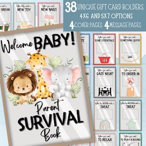 Livret de cartes-cadeaux pour nouveau-né, lot de supports de survie pour les nouveaux parents, félicitations à la nouvelle maman, trousse de soins pour nouveau-né, cadeau de baby shower
