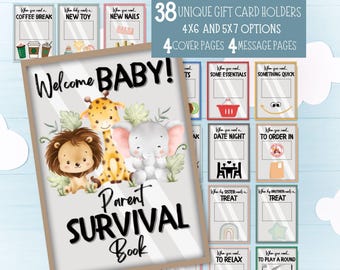 New Baby Gift Card Book, New Parents Survival Gift Card Holder Bundle, Congratulations New Mom, New Baby Care Package, Baby Shower Gift