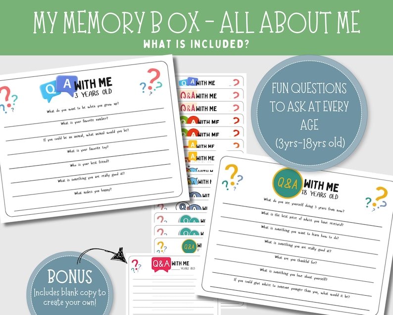 Digital Memory Box Examples School Memory Box File, Printable Kids Interview Questions, First Last ...