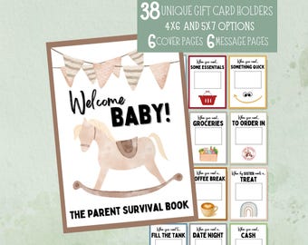 New Baby Gift Card Book, New Parents Survival Gift Card Holder, Baby Shower Gift, Group Gift, Congratulations New Mom, New Baby Care Package