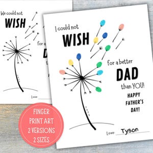Father&#39;s Day Fingerprint Craft Printable, Fathers Day Activity, Handprint Keepsake, DIY Gift for Dad, Preschool Art, Gift From Kids
