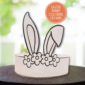 Easter Bunny Paper Crown Headband, Kids Easter Activity, Bunny Ears Hat, Printable Paper Bunny Craft, DIY Easter Bunny Coloring Headband