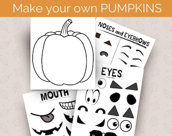 Make Your Own Pumpkin Cut and Paste Printable, Build A Pumpkin, Jack O Lantern Halloween Activity, Decorate A Pumpkin, Kids Halloween Party