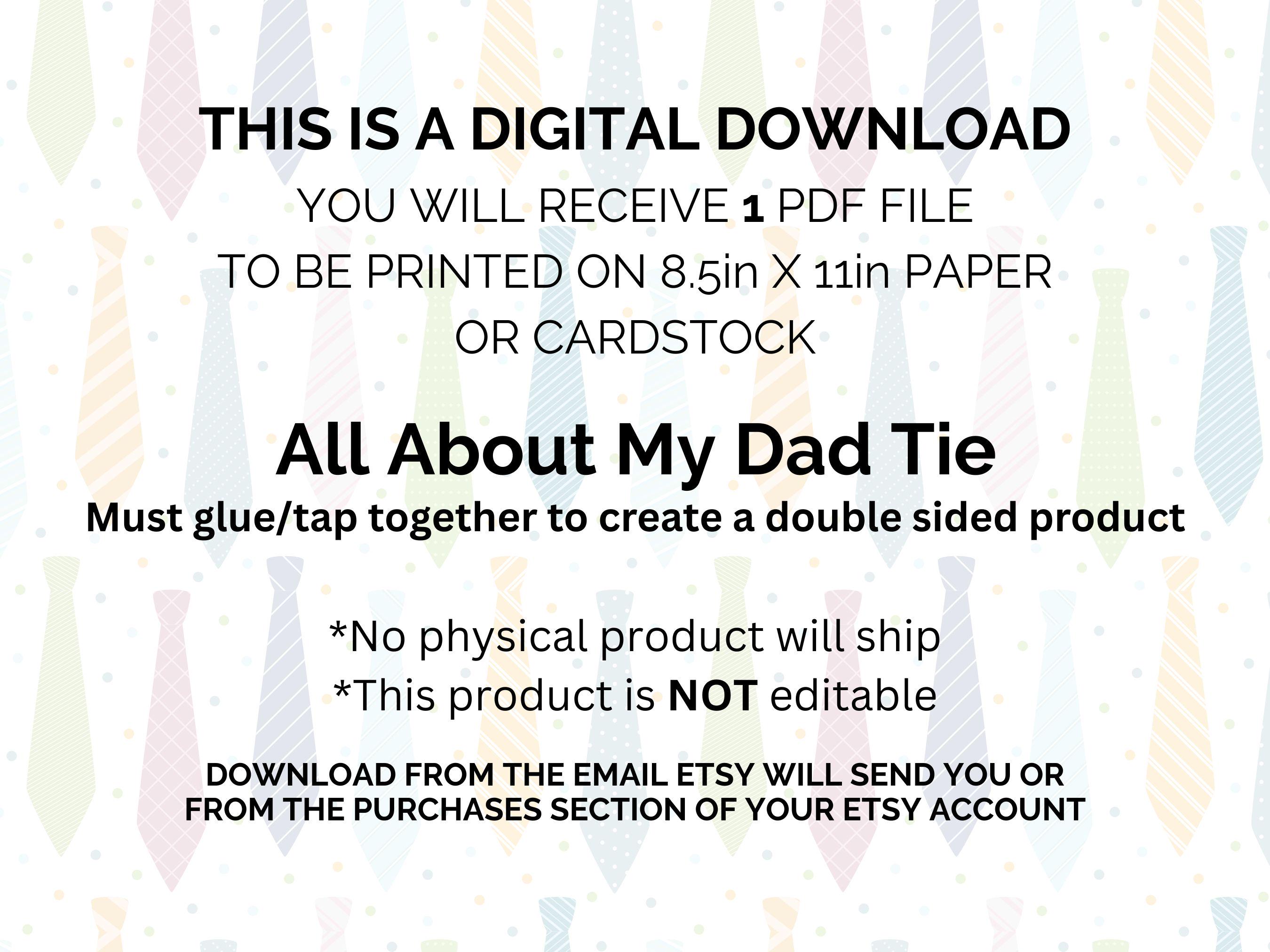 All About My Dad Printable, Dad Tie Activity, Father's Day ...