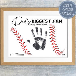 Manualidad de béisbol con huella de mano para el Día del Padre, Feliz Día del Padre, Manualidad con huella de mano para el Día del Padre, Recuerdo DIY para papá, Regalo para el Día del Padre de niños