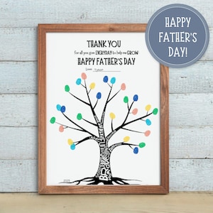 Arte imprimible con huellas dactilares para el Día del Padre, actividad para niños para el Día del Padre, recuerdo con huellas de manos, regalo para papá, manualidad para preescolar, regalo de niños