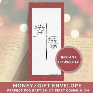 Christlicher Taufgeschenkhalter, minimalistischer Bargeldumschlag, Erstkommunionsgeschenk, Taufgeschenk, Kreuz, Weg durch Glauben, Bargeldgeldgeschenkumschlag
