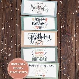 Paquete de sobres para dinero de cumpleaños, porta billetes imprimible, dinero para cumpleaños, billetera para dinero de cumpleaños, ideas para regalos en efectivo, regalo para adolescentes, regalos para ella