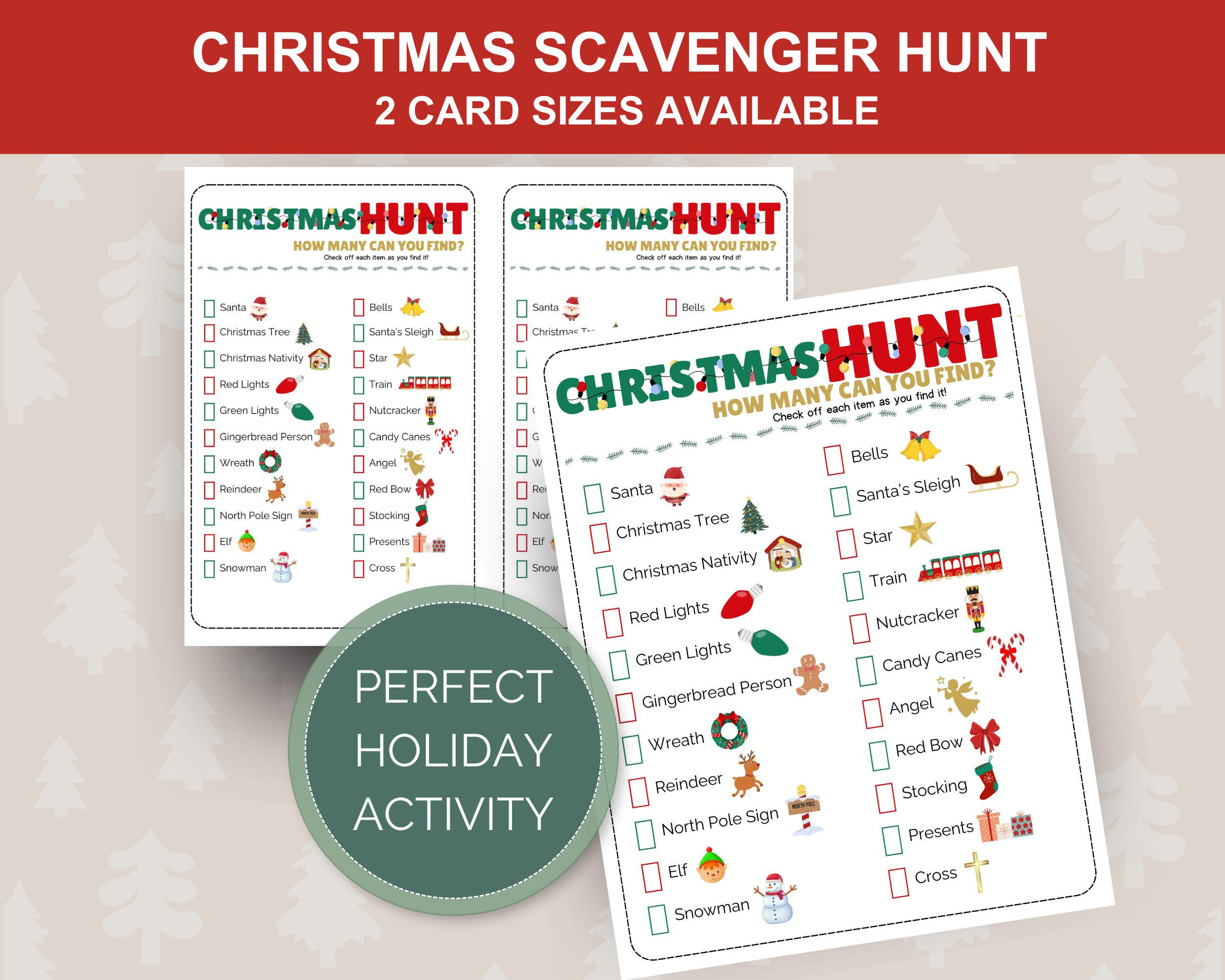 Christmas Scavenger Hunt Printable, Indoor Outdoor Scavenger Hunt ...