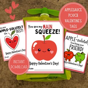 Druckbare Apfelmus Beutel Valentinstag Tags, Valentinstag Schule Geschenk Börse, Kindertages Vorschule Klassenzimmer Valentinstag Karten, Partygeschenke