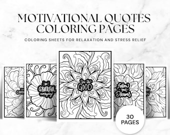 Pagine da colorare motivazionali stampabili, citazioni ispiratrici, libro da colorare per adulti e adolescenti, colorare per la salute mentale e il relax, arteterapia