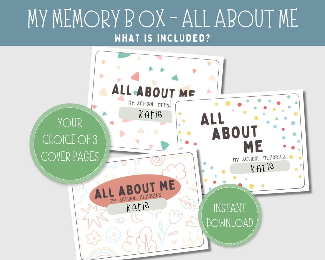 School Memory Box File, Printable Kids Interview Questions, First Last ...
