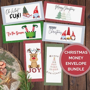 Bundel kerstgeldenvelop, afdrukbare geldhouder, contante kerstenvelop, kerstmis bedankt, enveloppen vakantiegeld, geldcadeau-ideeën