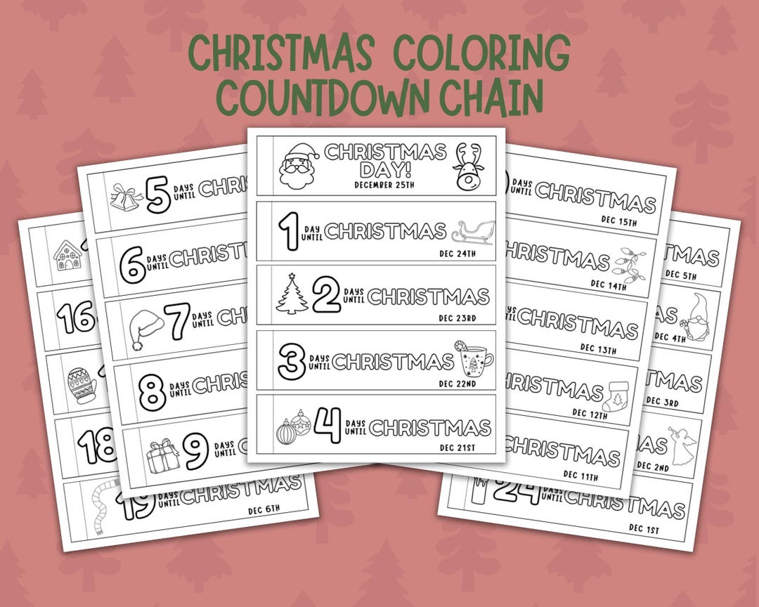Christmas Countdown Paper Chain, Printable Advent Calendar, Kids ...