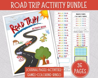 Family Road Trip Games Printable, Vacation Journal, Kid Travel Activity, Summer Road Trip Bingo, License Plate Game, Car Ride Scavenger Hunt