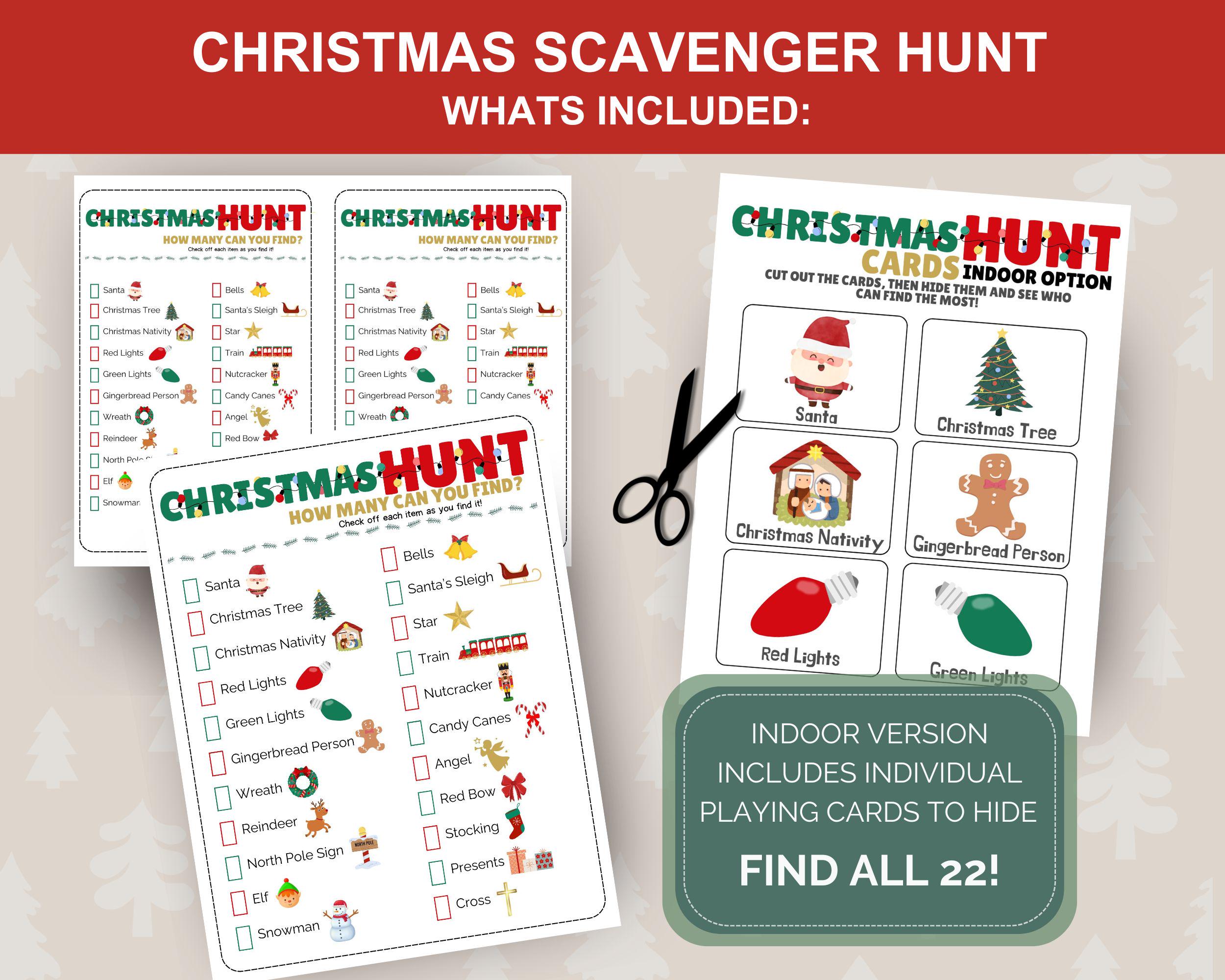 Christmas Scavenger Hunt Printable, Indoor Outdoor Scavenger Hunt ...