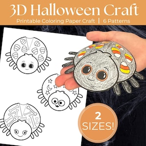 3D Halloween Spider Craft, Halloween Kids Crafts, Make A Spider Printable, Build A Spider, Montessori Learning Activity, Halloween Coloring