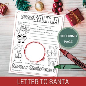 Brief an Weihnachtsmann Malseite, Lieber Santa druckbar, Weihnachtswunschliste, Kinder Weihnachten Brief an Weihnachtsmann, frohe Weihnachten, Kinder Weihnachtsaktivität