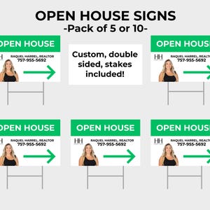OPEN HOUSE Real Estate Agent Yard Sign PRINTED | 12&quot; x 18&quot;| Custom Realtor Open House Sign | Personalized Open House Sign