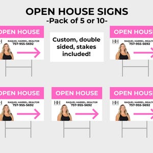 OPEN HOUSE Real Estate Agent Yard Sign PRINTED | 12&quot; x 18&quot;| Custom Realtor Open House Sign | Personalized Open House Sign