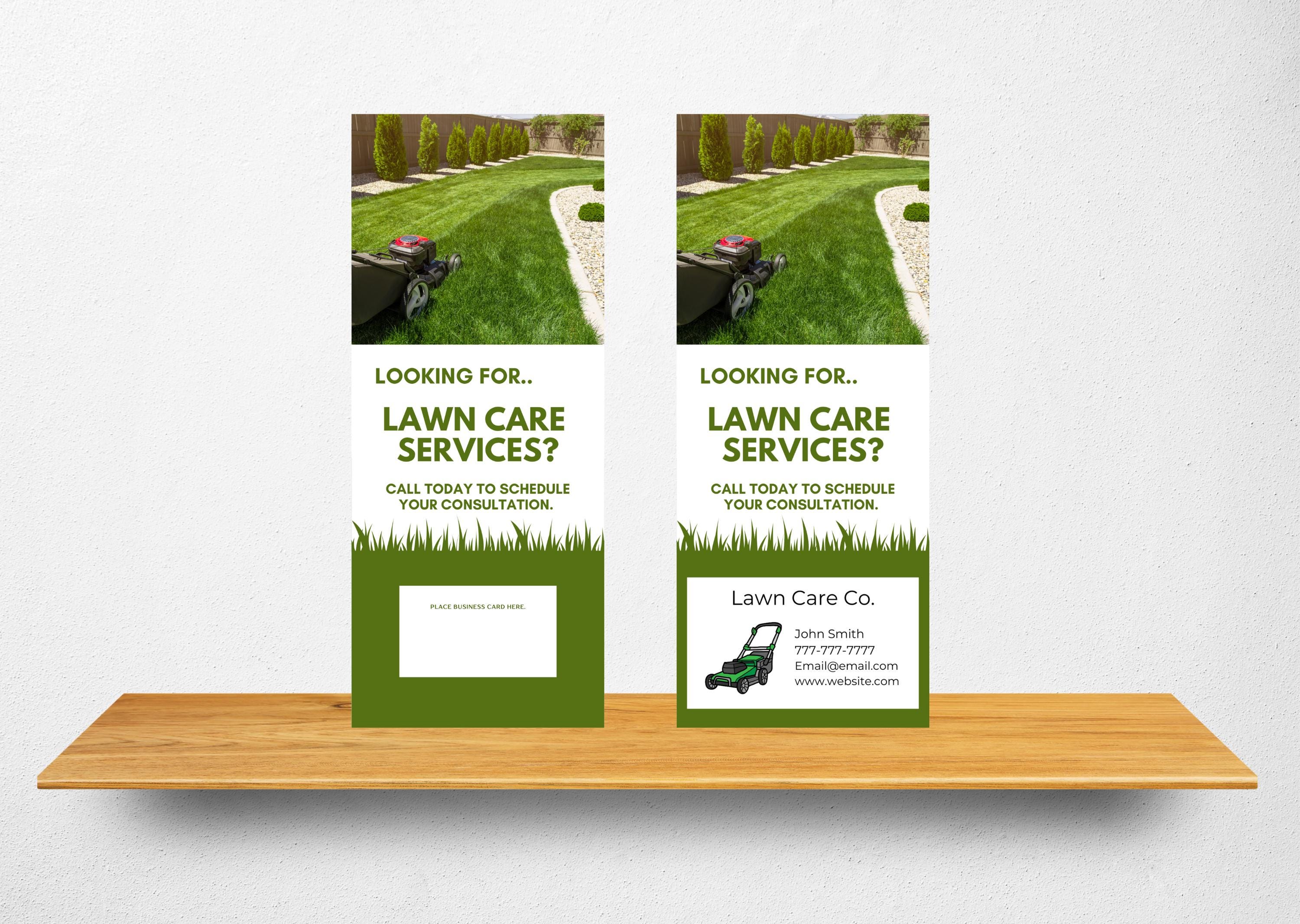 Lawn Care Door Hangers | Set of  20 hangers | Landscape Lawn Care marketing | Attach Your Business Card
