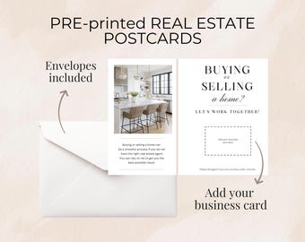 Lote de 20 - Postales IMPRESAS / Marketing inmobiliario / Añade tu tarjeta de presentación