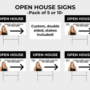 OPEN HOUSE Real Estate Agent Yard Sign PRINTED | 12&quot; x 18&quot;| Custom Realtor Open House Sign | Personalized Open House Sign