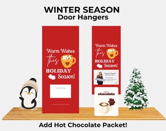 Colgadores de puerta para inmobiliarias / Juego de 20 / Colgadores de puerta de invierno / Marketing inmobiliario / Adjunte su tarjeta de visita
