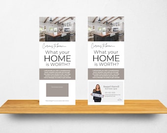 Colgadores de puerta para inmobiliarias / Juego de 20 / Colgadores de puerta Home Worth / Marketing inmobiliario / Adjunte su tarjeta de presentación