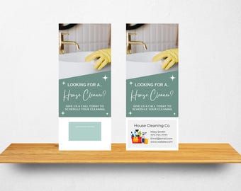 Colgadores de puerta para servicios de limpieza / Paquete de 20 - Colgadores de puerta / Marketing para servicios de limpieza / Adjunte su tarjeta de presentación