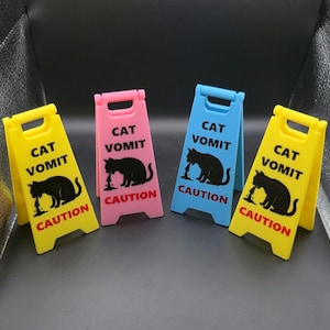 Mini Cat Vomit Wet Floor Sign (5 inches tall) great unique mother's day gift
