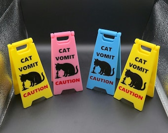 Mini Cat Vomit Wet Floor Sign (5 inches tall)