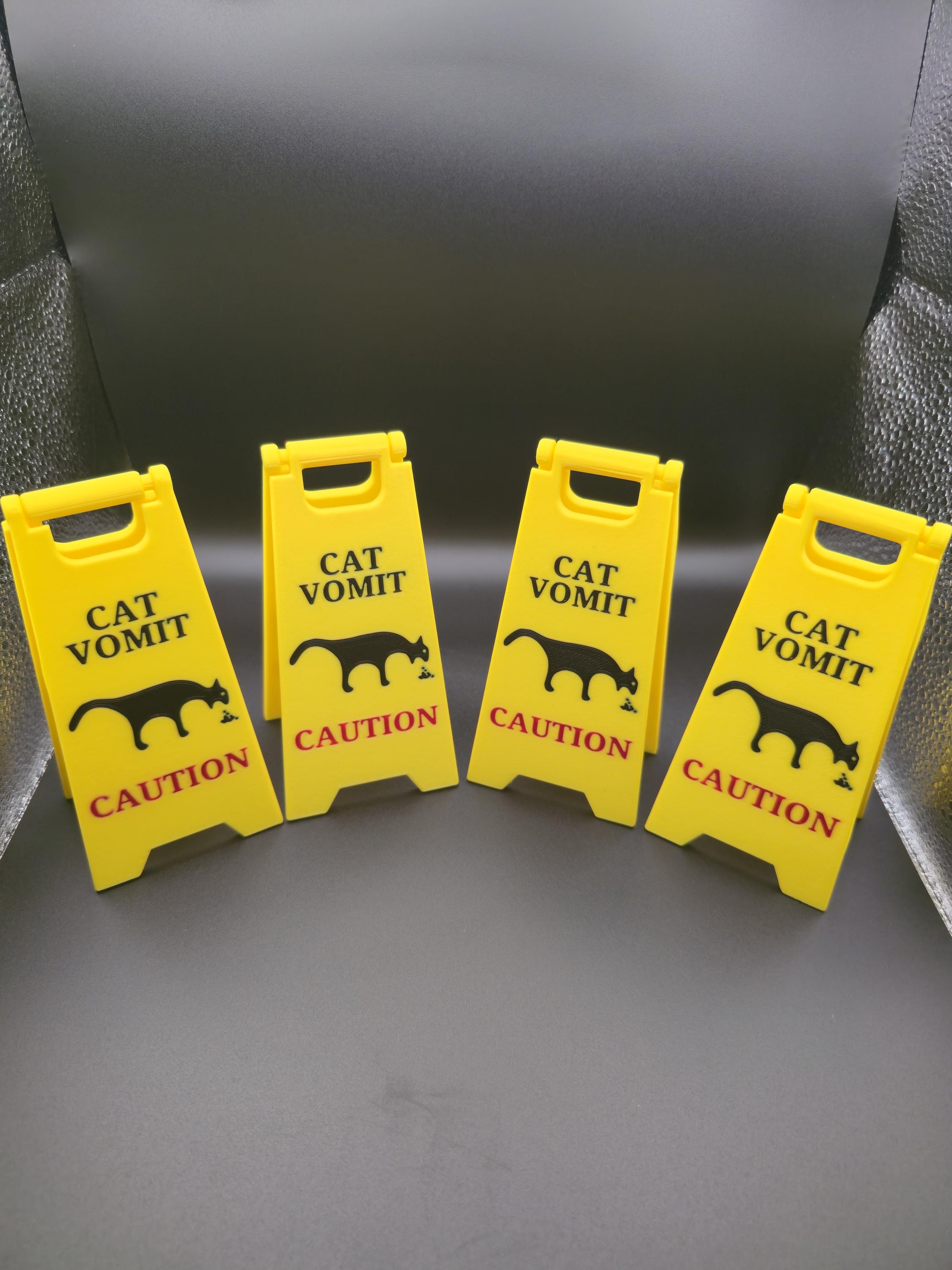 V1 4 pack (5 inch) Mini Cat Vomit Wet Floor Signs (Unique gift)