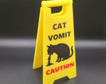 Mini (5inch) Cat Vomit Wet Floor Sign (Unique gift)