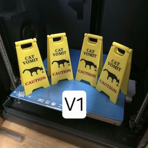 ミニ猫嘔吐濡れ床サイン（5インチ）4個パック（ユニークなギフト）