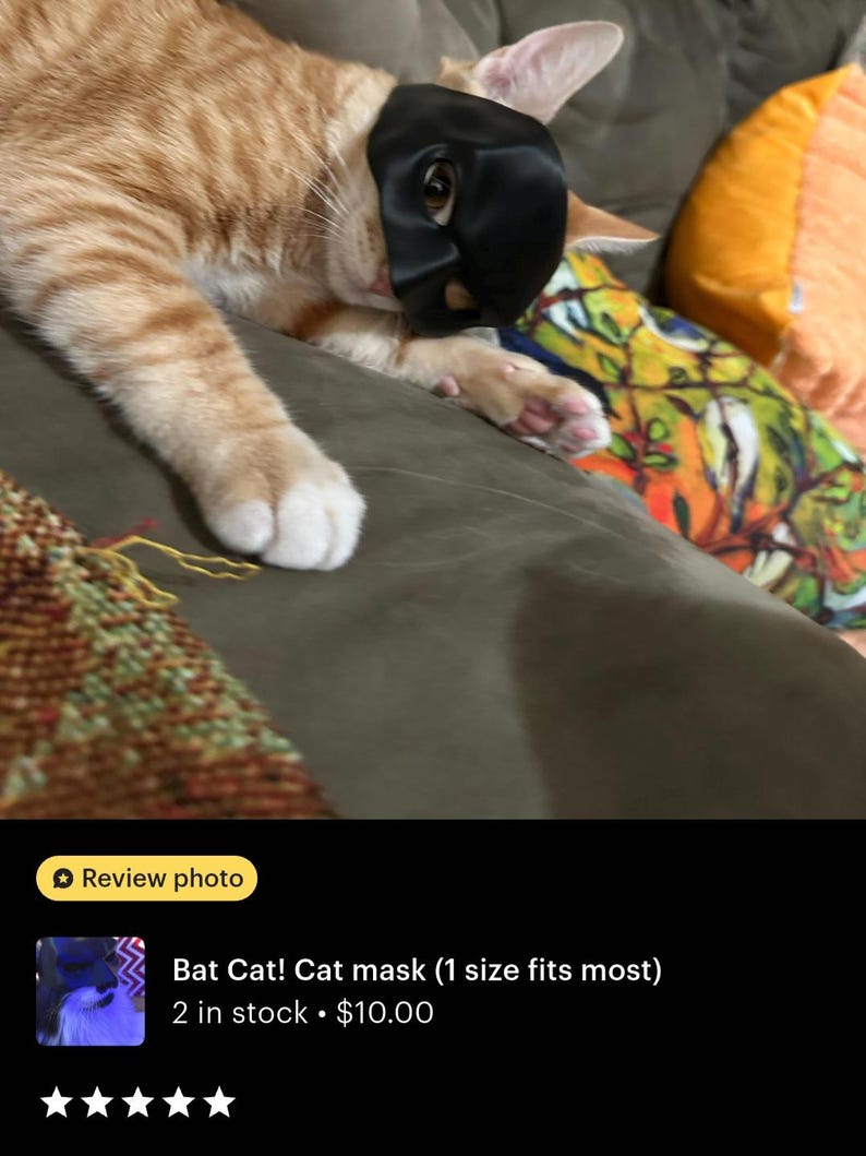 Bat Cat! Cat mask (1 size fits most) image 2