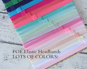 FOE Elastic Headbands with Interchangeable Loop Clip Inserts Lots of Colors!