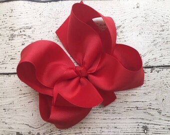 Big Bow 6" Red Holiday Hairbow Boutique Grosgrain X-Large Hair Bow