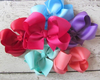 Hair Bow Boutique Grosgrain  3", 4" or 5" Hairbows with Clip- Choose Your Color!